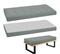 Coussin de banc en mousse épaisse imperméable et amovible pour rebord de fenêtre d'intérieur - 150 x 30 cm, gris clair