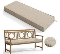Coussin de banc imperméable d'extérieur 170 x 43 cm, tapis antidérapant avec attaches - Remplacement résistant à la décoloration pour causeuse de jardin, balançoire de porche, mobilier de parc - Kaki