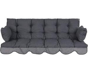 Coussin de banc pour balancelle de style hollywoodien, dimensions 170x50 cm, couleur gris. Inclut : coussin de siège, dossier, et coussins latéraux, tous matelassés et de couleur "Bora"