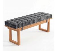 Coussin de banc touffeté en velours avec poignée et poignée - Gris foncé - 213,4 x 50,8 x 10,2 cm - Antidérapant pour intérieur/extérieur - Canapé - Balançoire de porche, long banc - Gris foncé