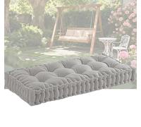 Coussin de banc touffeté en velours de 10,2 cm, haute résilience avec poignées pour siège de fenêtre, canapé, balançoire, fourrure d'intérieur moderne (gris clair, 101,6 x 43,2 x 10,2 cm)