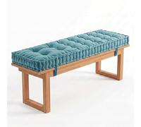 Coussin de banc tufté en velours antidérapant avec étrier et poignée pour intérieur/extérieur, canapé, canapé, balancelle, long banc bleu, 114,3 x 40,6 x 10,2 cm