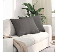 Coussin de canapé - VIDAXL - 70 x 50 x 20 cm - Lot 2 - Velours côtelé gris clair - Housse déhoussable
