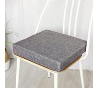 Coussin de chaise carré 45 x 45 x 5 cm - Rembourrage en lin - Mousse à mémoire de forme - Fond antidérapant - Housse de chaise amovible et lavable
