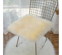 Coussin de chaise carré en fourrure synthétique - Petit carré - Coussin d'assise moelleux en peau de mouton synthétique - Pour salon, chambre à coucher - Beige - 50 x 50 cm