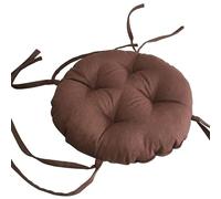 Coussin de chaise - Coussin rond en velours côtelé épais pour tabouret, attaches antidérapantes, coussin de chaise marron uni ultra doux, 35 cm, idéal pour la cuisine, la salle à manger et l