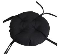 Coussin de chaise - Coussin rond ultra doux pour tabouret, antidérapant avec attaches, couleur noire unie, 40 cm / 16 po, pour un confort et un style optimaux, idéal pour la décoration intér