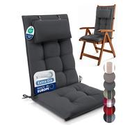 Coussin de chaise de jardin dossier haut - 8 cm d'épaisseur - Polyester - Antidérapant - Avec appui-tête amovible - 100 % polyester
