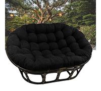 Coussin de chaise double Papasan à suspendre pour extérieur, terrasse, jardin, hamac, coussin de chaise avec attaches Noir 165,1 x 114,3 x 15,2 cm