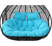 Coussin de chaise double suspendu 2 places avec appui-tête Bleu | Rembourrage épais en polyester, utilisation intérieure et extérieure, compatible avec balançoire en osier