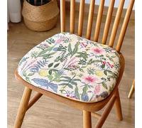 Coussin de chaise en forme de U imprimé floral avec attaches de fixation | Coussin de siège antidérapant en coton doux et lin, décoration rustique pour cuisine et salle à manger