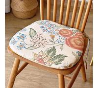 Coussin de chaise en forme de U imprimé floral avec attaches de fixation | Coussin de siège antidérapant en coton doux et lin, décoration rustique pour cuisine et salle à manger
