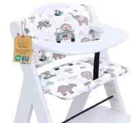 Coussin de chaise haute bébé 2 pièces réducteur de siège enfant | Housse pour Hauck escalier bois dossier assise déperlant velcro fait main rembourré bébé enfant confort Afrique