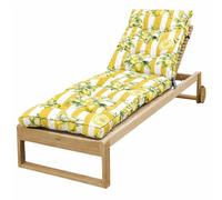 Coussin de chaise longue pour jardin, matelas de protection pour transat, coussin pour bain de soleil – 190 cm – Motifs rayés avec des citrons