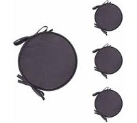 Coussin de chaise rond - - Galette rembourrée avec cordon de serrage - Pour salle à manger - Lot de 4 - 38cm - Gris foncé