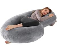 Coussin de confort ergonomique Unyqoos® pour femmes enceintes et adultes – 140 x 70 cm, velours cristal et coton PP, housse amovible et lavable, coussin d'allaitement et pour dormir sur le côté