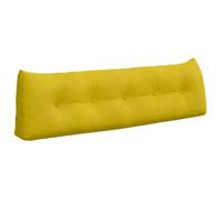 Coussin de dos en velours - vidaXL - 160x24x50 cm - Jaune - Housse amovible - Soutien ergonomique - Poche latérale