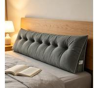 Coussin de Dossier de Lit Triangulaire, 160cm de Large, Anthracite Velours | Poche Latérale Pratique, Housse Amovible, Soutien Lombaire, Plusieurs Tailles, Plusieurs Coloris, pour Lit et Canapé