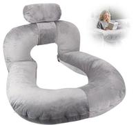 Coussin de lecture ergonomique Unyqoos® avec rouleau cervical amovible – coussin modulaire en forme de U pour lit et canapé, housse en coton texturé respirante, forme stable