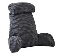 Coussin de Lecture pour Lit et Canapé, 80x55x40cm Oreiller de Lecture Dossier de Lit avec Accoudoirs, Oreiller Cervical et Poches de Rangement, Coussin Dossier Canapé pour lecture, Détente, Gris foncé