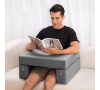 Coussin de lecture Unyqoos® avec mousse à mémoire de forme – support lombaire ergonomique, accoudoirs et porte-gobelet, idéal pour le lit, le canapé et le sol, fabriqué avec des fibres de polyester re