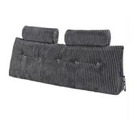 VEVOR Coussin de lecture avec 2 poches latérales et 2 appuis-tête, coussin tête de lit (Queen Size), oreiller en flanelle lavable, soutien dorsal pour lire, jouer, se reposer et travailler, gris