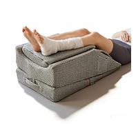 Coussin de levage multifonction 9-en-1, 3 modes pour le genou, l'ancrage et la jambe, hauteur réglable en U, position de jambe latérale, poches latérales et poignées, housse lavable (rayures grises)
