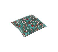- Coussin de Noël Houx et sucres d'orge - 40 x 40 cm - Vert et rouge