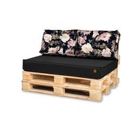 Coussin de palette 120 x 80 Set pour meubles en palette Coussin de siège imperméable en europalette Canapé en palette de l'UE Le set se compose de 3 parties en noir