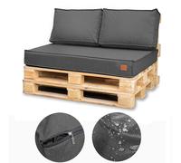 Coussin de palette 120 x 80 Set pour meubles en palette Le coussin de siège EU Pallet Sofa Complete, résistant à l'eau, se compose de 3 parties de couleur gris foncé