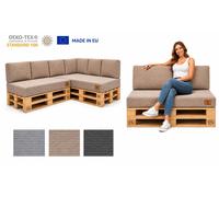 Coussin de palette, ensemble de 10 pièces, 120x80 cm, corde | Coussin de siège de qualité supérieure pour palettes européennes