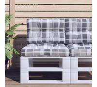 Vidaxl Coussin De Palette Motif À Carreaux Gris 60x40x12 Cm Tissu