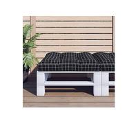 vidaXL Coussin de palette motif à carreaux noir 80x80x12 cm tissu, coussin, coussin de canapé, coussin de chaise, coussin extérieur, oreiller de dos Noir G