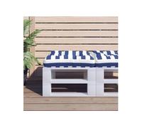 vidaXL Coussin de palette Rayures bleues et blanches 50x50x12 cm en tissu