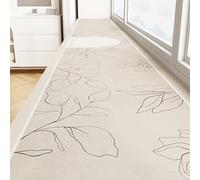 Coussin de Rebord de Fenêtre Imperméable et Absorbant, Motif Floral, Terre de Diatomée, Antidérapant et Anti-poussière, Personnalisable pour Baies Vitrées et Balcons(Beige,200x50cm/79x20in)