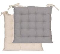 Coussin de siège en coton Unyqoos®, 40 x 40 cm, épaisseur 5 cm – deux couleurs : beige/gris. Coussin de confort pour chaises (salle à manger, balcon, jardin)