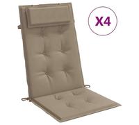 Coussin de siège Hochlehner pour chaise et fauteuil de jardin, avec appui-tête, imperméable, antidérapant, lavable en machine. Longueur : 120 cm. Couleur : taupe (2 pièces)