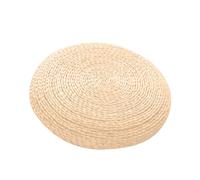 Coussin de Siège Plat en Paille, Coussin Rond de Futon en Rotin Tissé de Style Japonais, Coussin Plat Polyvalent en Paille Respirant pour Tapis de Yoga, Pouf Doux, Coussin de Sol Tatami(40CM/Blanc)