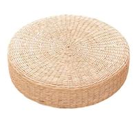 Coussin de siège plat en paille, style japonais, en rotin tressé - Coussin rond pour tapis de yoga, pouf ou tatami - 40 cm