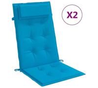 Coussin de siège pour chaise et fauteuil de jardin, avec appui-tête, imperméable, antidérapant, lavable en machine. Longueur : 120 cm. Couleur : bleu clair