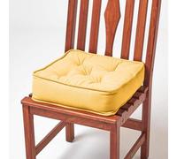 Coussin de siège rembourré Unyqoos® de 40 x 40 cm, hauteur 10 cm, couleur moutarde, housse 100% coton, rembourrage en polyester, avec sangles de fixation pour chaises