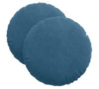 Coussin de siège rond en velours - vidaXL - Bleu - Ø 40 x 13 cm - Housses amovibles - Lot de 2 - Rembourrage polyester