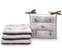 Coussin de siège Unyqoos® – Lot de 2, 40 x 40 cm – Tissu en coton jacquard, rembourrage en mousse et polyester recyclé, lavable, sangles de fixation de 25 cm, style shabby chic