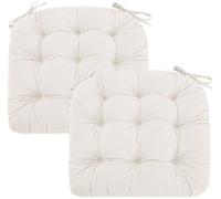 Coussin de siège Unyqoos® lot de 2, couleur beige, pour salle à manger, bureau et salon – en velours côtelé/cristal, rembourré avec des flocons de mousse et de laine