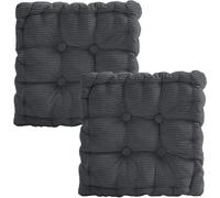 Coussin de siège Unyqoos® - Lot de 2, dimensions 40 x 40 x 8 cm, couleur gris foncé – Housse en masfleece, rembourrage 100% coton PP, housses lavables à 30°C, pour intérieur et extérieur