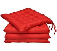 Coussin de siège Unyqoos®, lot de 4, dimensions 40 x 40 cm, épaisseur 5 cm, rembourrage 100% polyester, avec 2 liens de fixation de chaque côté, motif matelassé carré, pour intérieur et extérieur