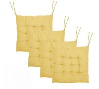Coussin de siège Unyqoos® – Lot de 4, pour intérieur et extérieur – Garnissage en fibres de polyester et en coton piqué, 2 sangles antidérapantes, lavable jusqu'à 30°C, idéal pour la salle à manger, l