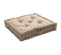 Coussin de Sol avec poignée, 50 x 50 cm, Beige Naturel, 100% Coton, Garnissage 100% Coton recy apitonné pour Assurer Une Bonne Tenue, Collection Panama, Enjoy Home