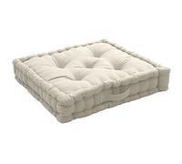 Coussin de Sol avec poignée, 50 x 50 cm, Ecru, 100% Coton, Garnissage 100% Coton recyclé, Capitonné pour Assurer Une Bonne Tenue, Collection Panama, Enjoy Home