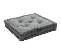 Coussin de Sol avec poignée, 50 x 50 cm, Gris, 100% Coton, Garnissage 100% Coton recy apitonné pour Assurer Une Bonne Tenue, Collection Panama, Enjoy Home